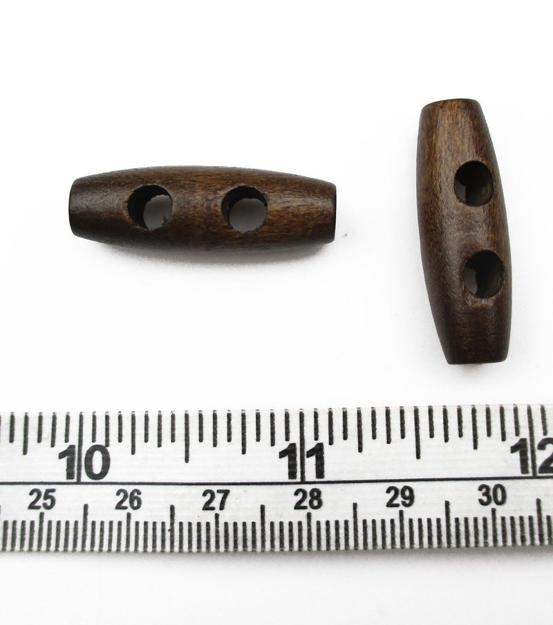 ALL in ONE 50pcs Brown 2 Hole Scrapbooking Sewing Wood Toggle Buttons Stained Chery Oval 30x10mm(1-1/8 X 3/8 ) - Image 2
